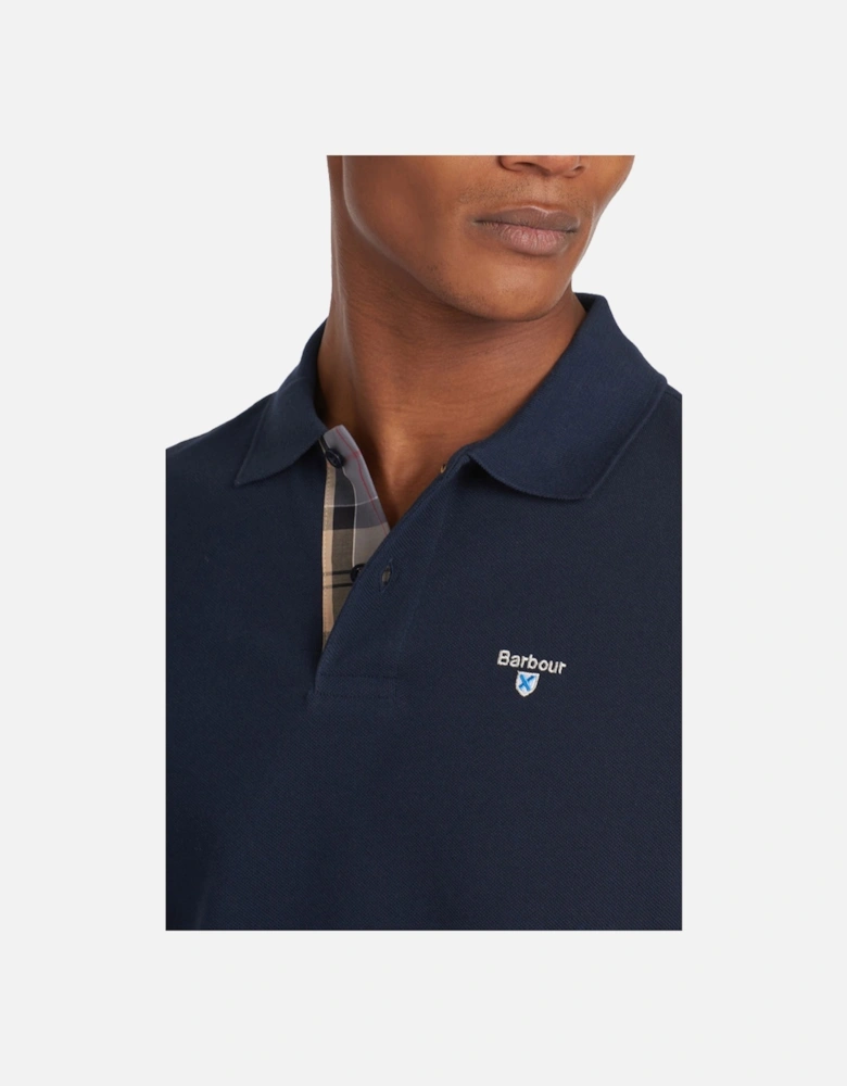 Tartan Pique Polo Shirt New Navy