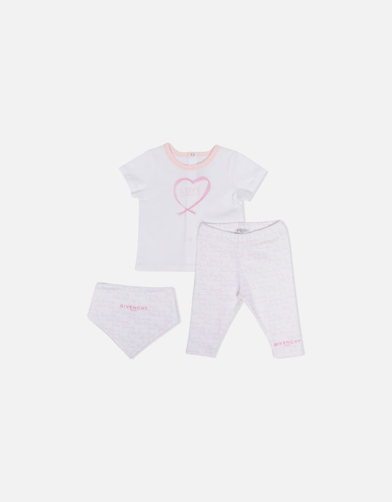 Baby Girls Heart Print Set White