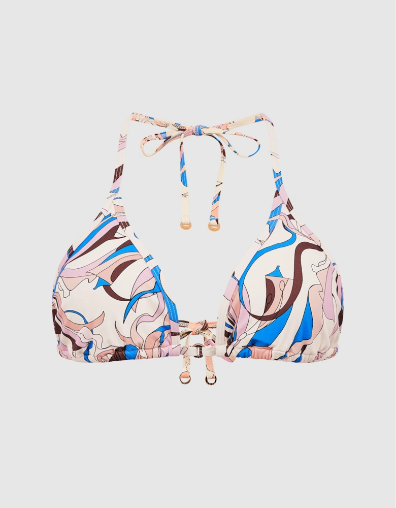 Abstract Print Triangle Bikini Top