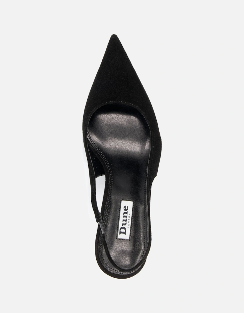 Ladies Carnation - Suede Flare-Perspex Heel Slingback Court Shoes