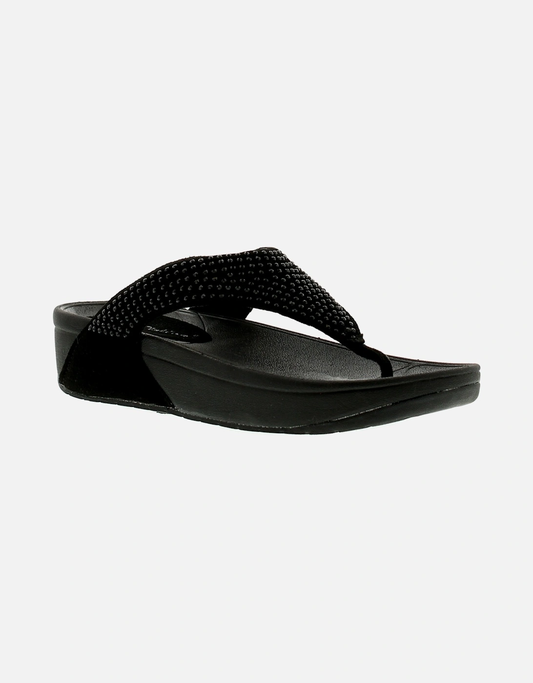 Womens Wedge Sandals Flick Slip On black UK Size, 6 of 5