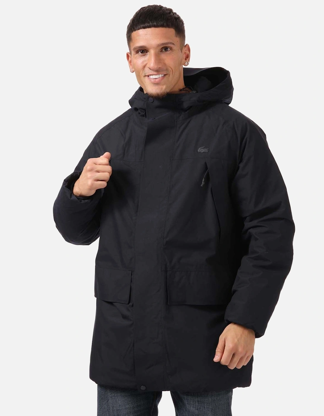 Mens Long Hood Water Repellent Quilted Parker - Mens Long Hood Water-Repellent Quilted Parka