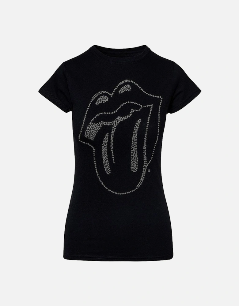 Womens/Ladies Tongue Diamante T-Shirt