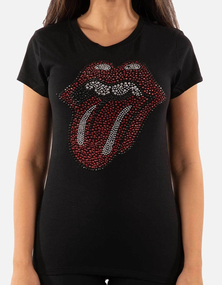 Womens/Ladies Classic Tongue Diamante T-Shirt