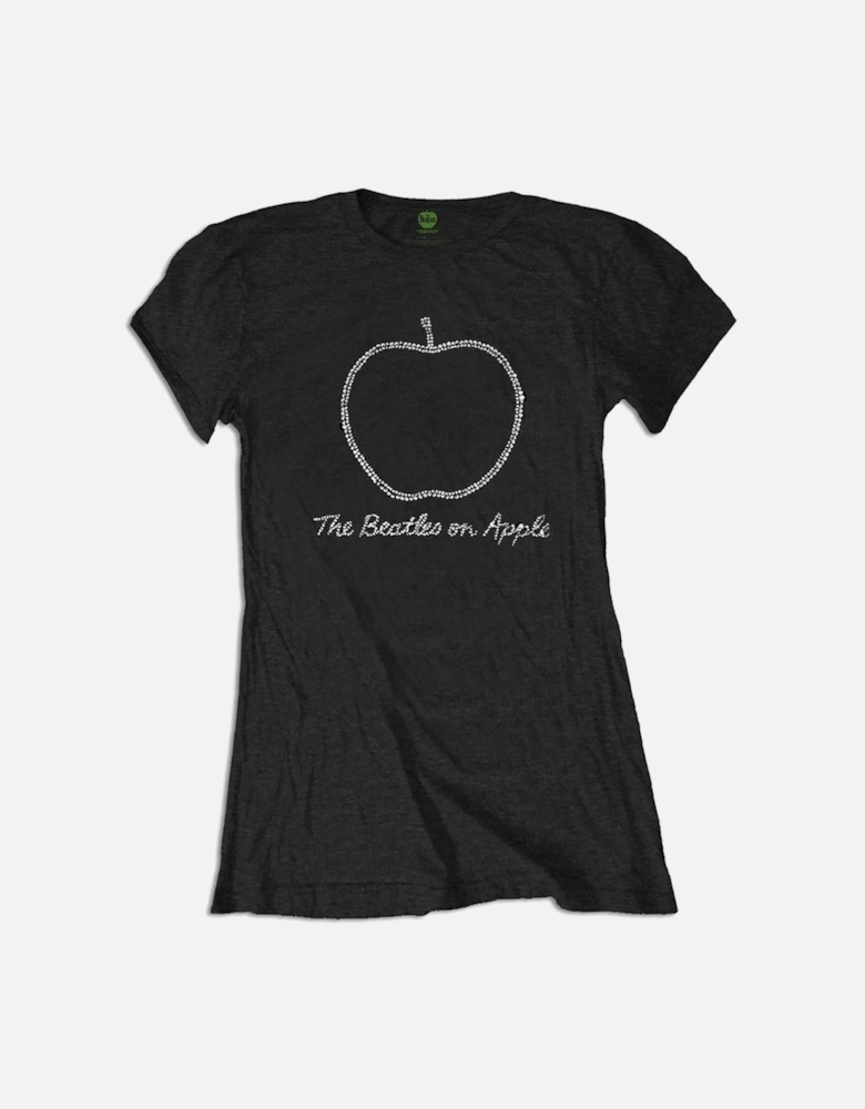 Womens/Ladies On Apple Diamante T-Shirt