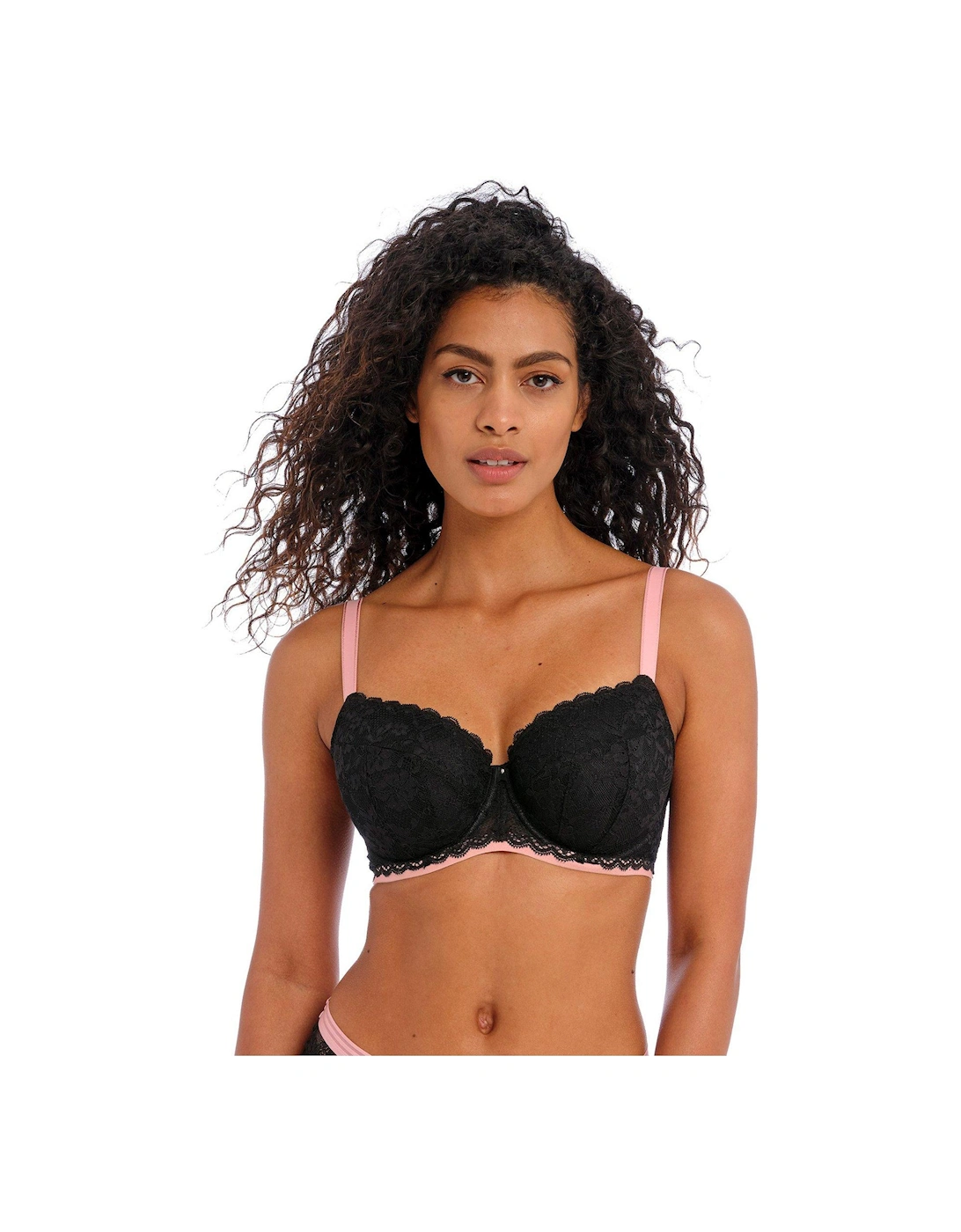 Offbeat Underwired Padded Half Cup Bra - Black, 4 of 3