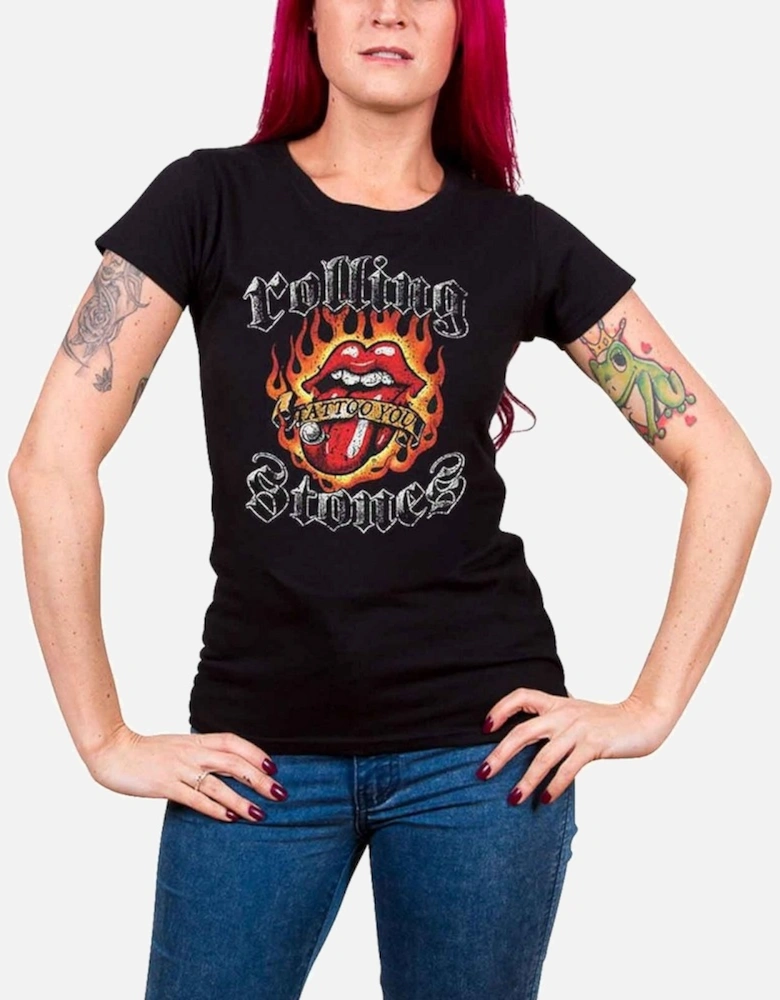 Womens/Ladies Flames Logo T-Shirt
