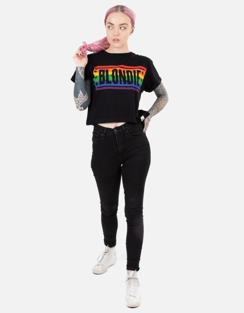 Womens/Ladies Rainbow Crop T-Shirt