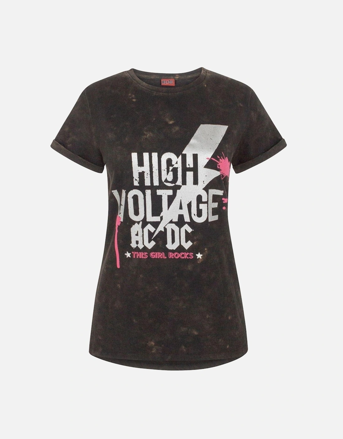 Womens/Ladies High Voltage Acid Wash T-Shirt, 2 of 1