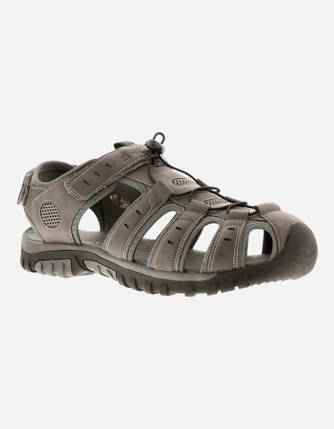 Mens Walking Sandals Stone Closed Toe Fisherman Touch Fasten Toggle Grey UK Size, 6 of 5