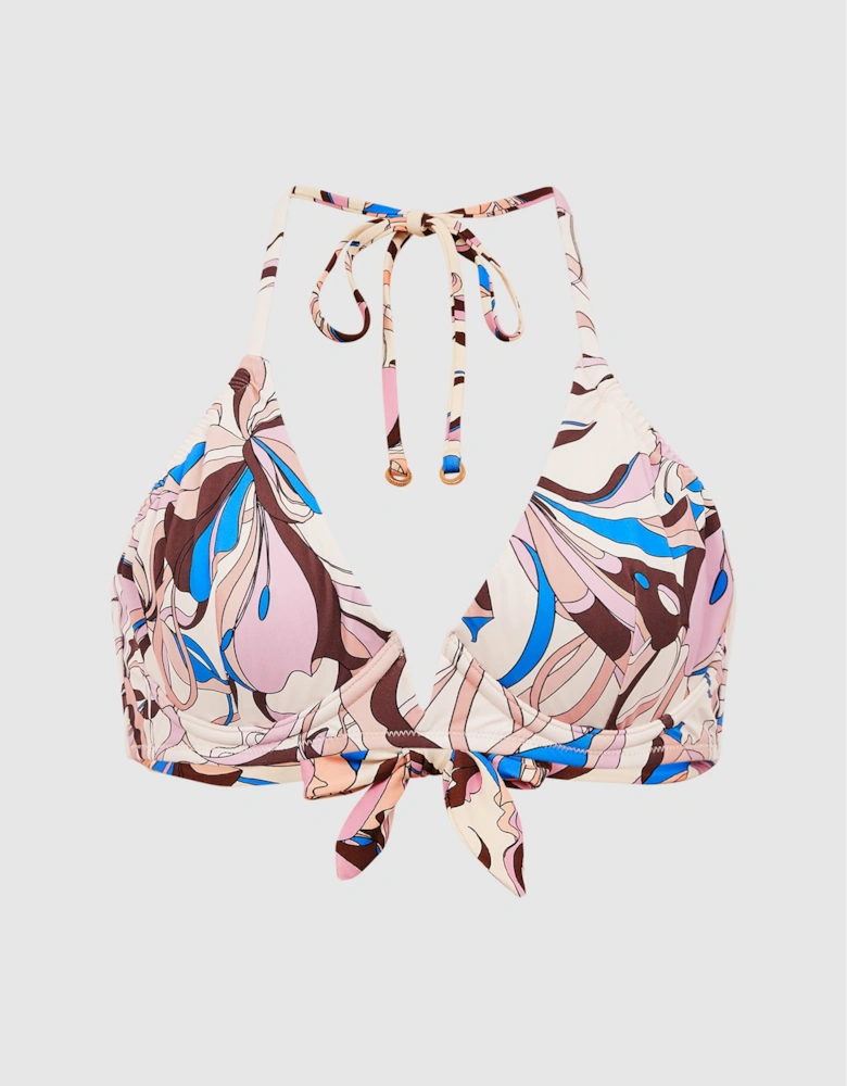 Underwired Abstract Print Triangle Bikini Top