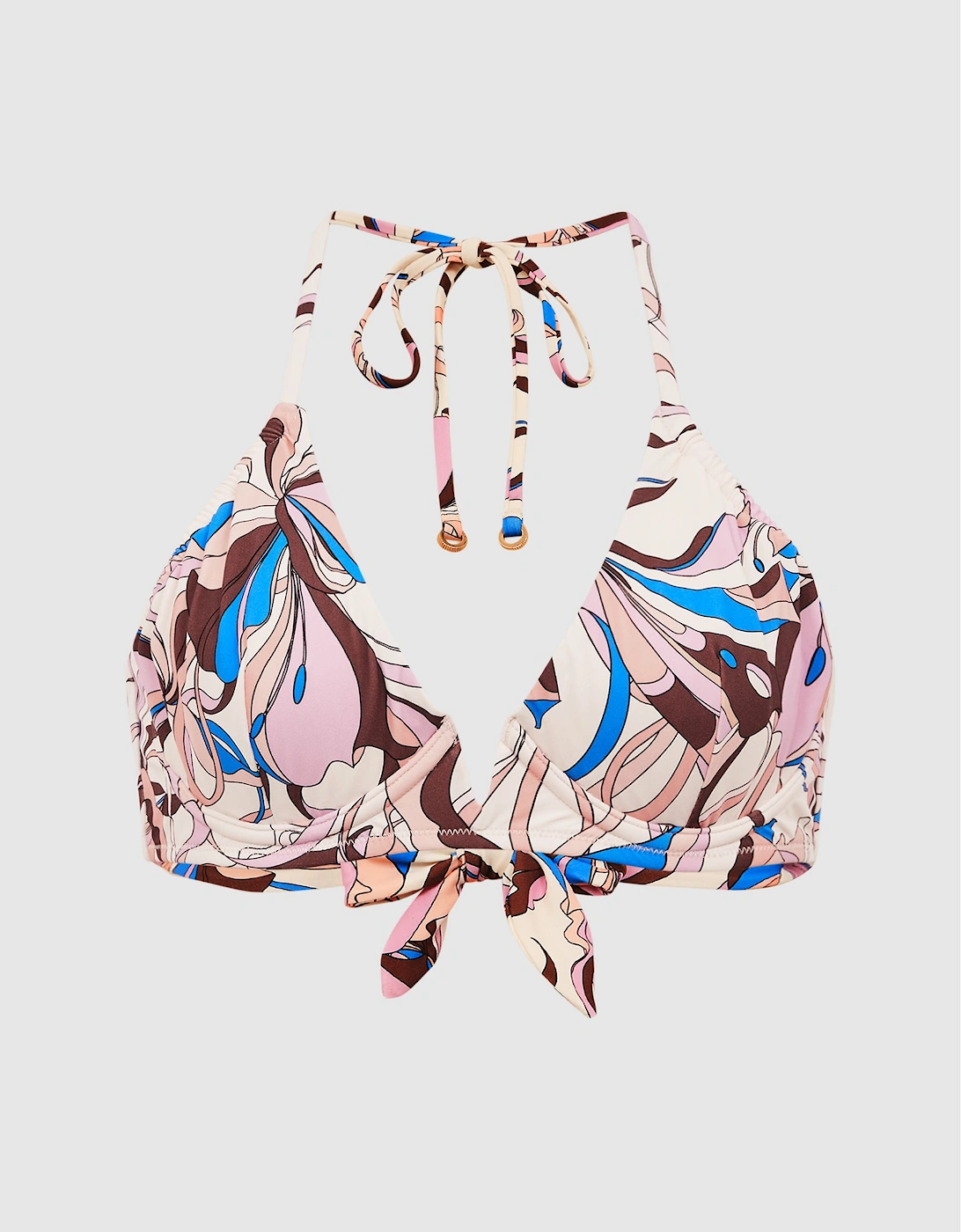 Underwired Abstract Print Triangle Bikini Top, 2 of 1