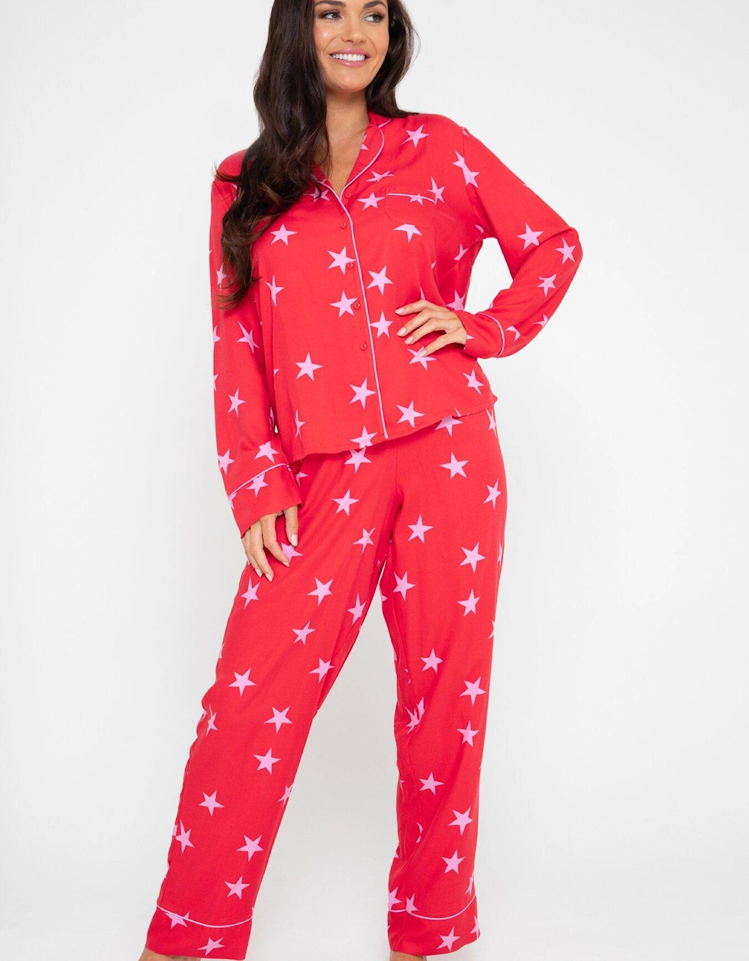 Pour Moi Luxe Woven Twill Pyjama Set - Red, 2 of 1