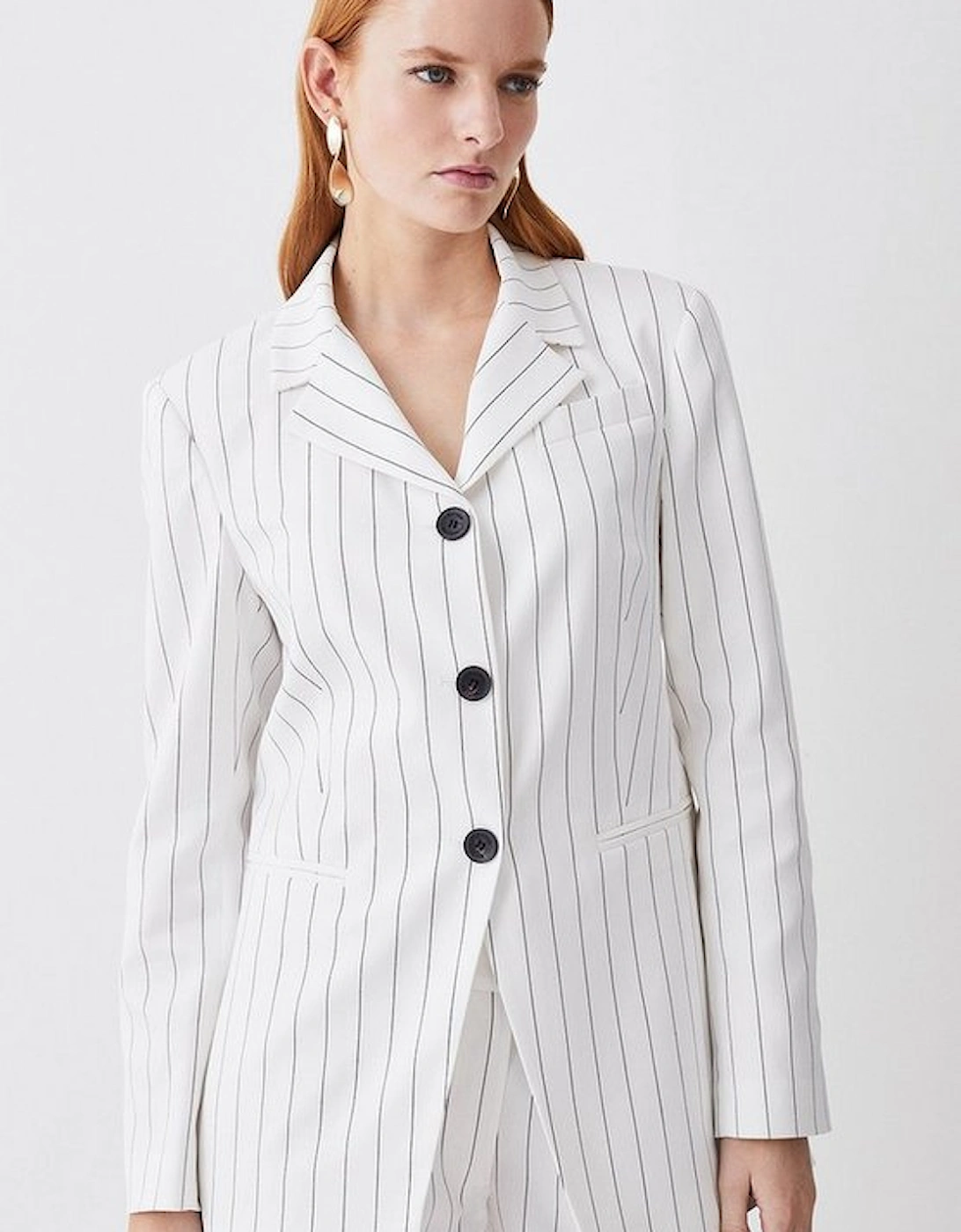Pinstripe Tailored Single Breasted Blazer, 5 of 4