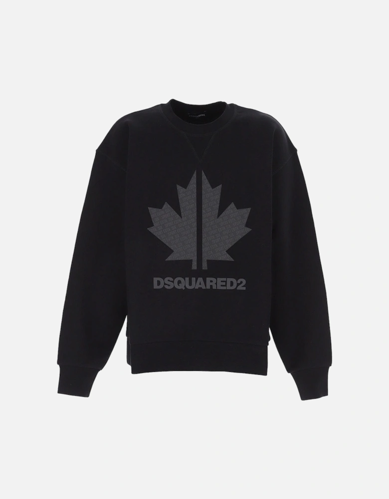 Boys Maple Leaf Logo Print Sweater Black
