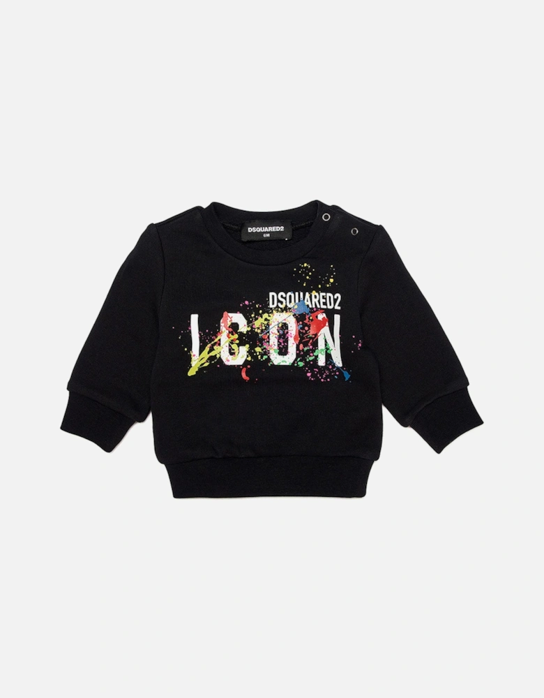 Baby Boys Icon Paint Splatter Sweater Black