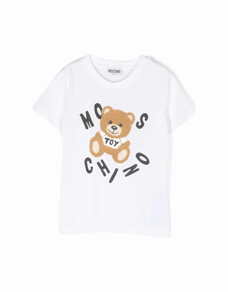 Boys Teddy Bear Logo T-shirt White