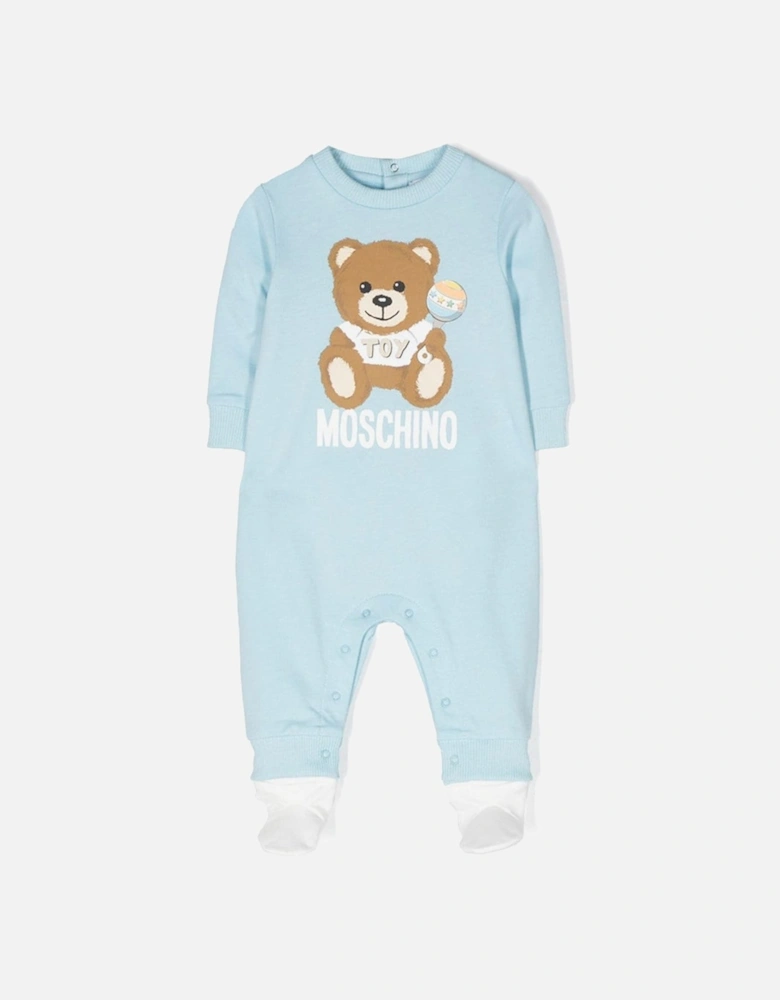 Baby Boys Teddy Print Babygrow Blue