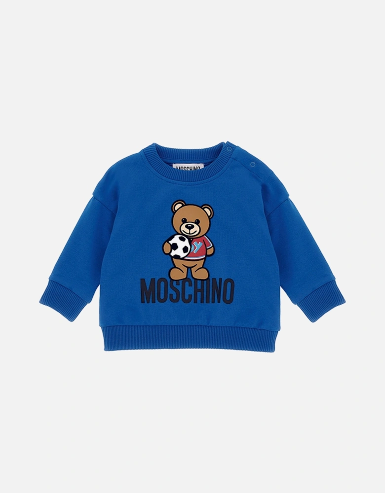 Baby Boys Teddy Bear Football Print Sweater Blue
