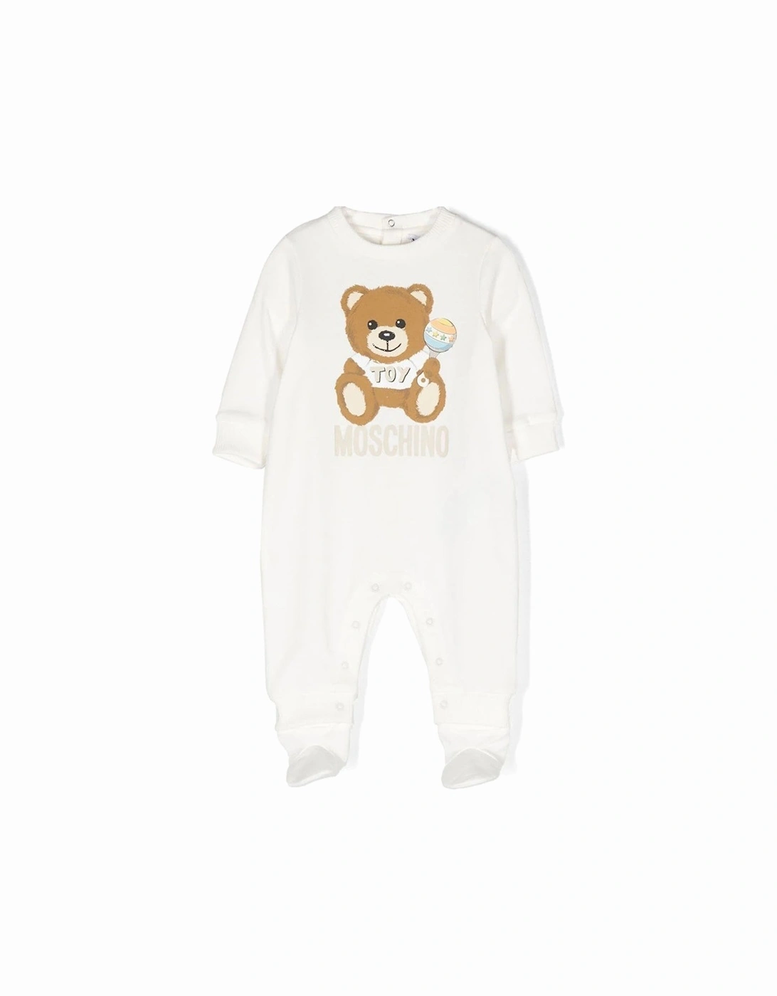 Baby Unisex Teddy Print Babygrow White, 3 of 2