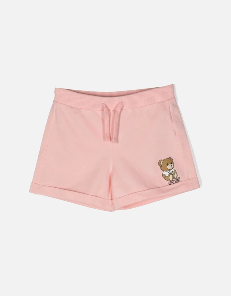 Girls Teddy Bear Print Shorts Pink