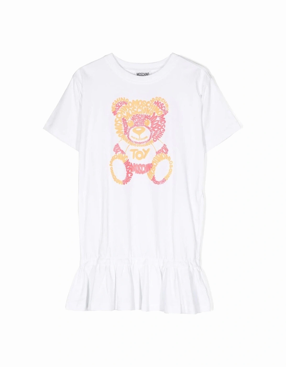 Girls White Teddy Bear Dress White, 4 of 3