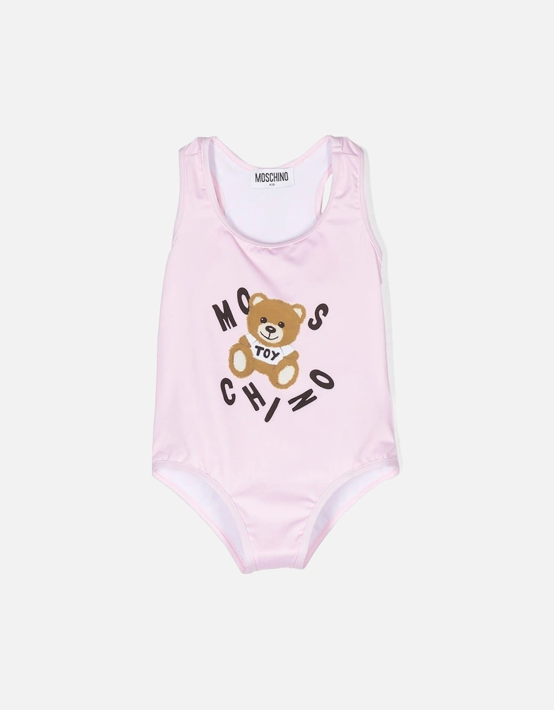 Girls Teddy Bear Print Swimsuit Pink, 4 of 3