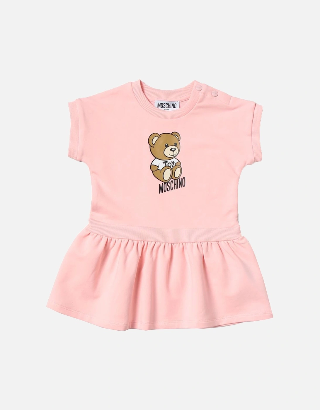 Baby Girls Teddy Sweat Dress Pink, 2 of 1
