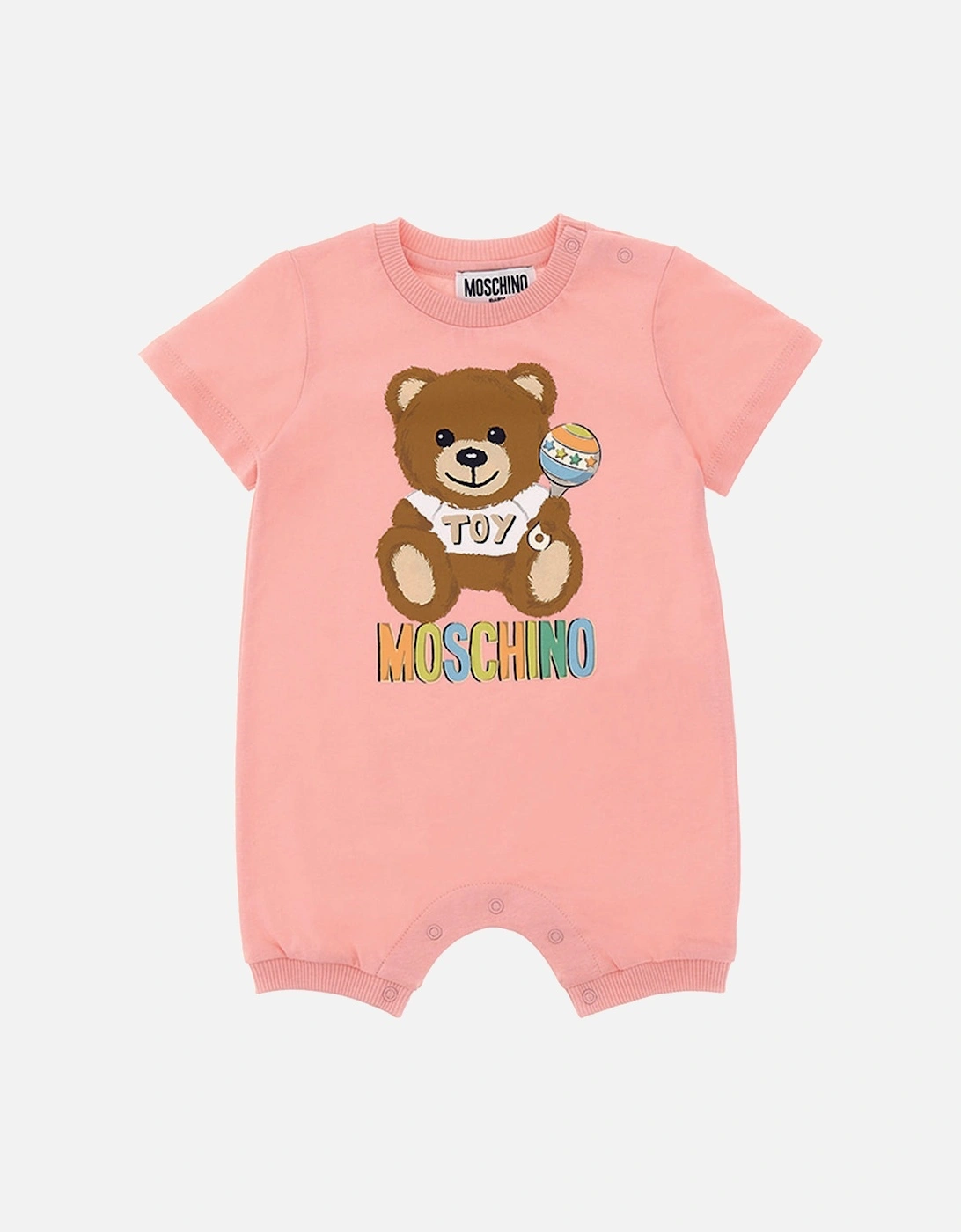 Baby Girls Teddy Bear Print Romper Pink, 3 of 2