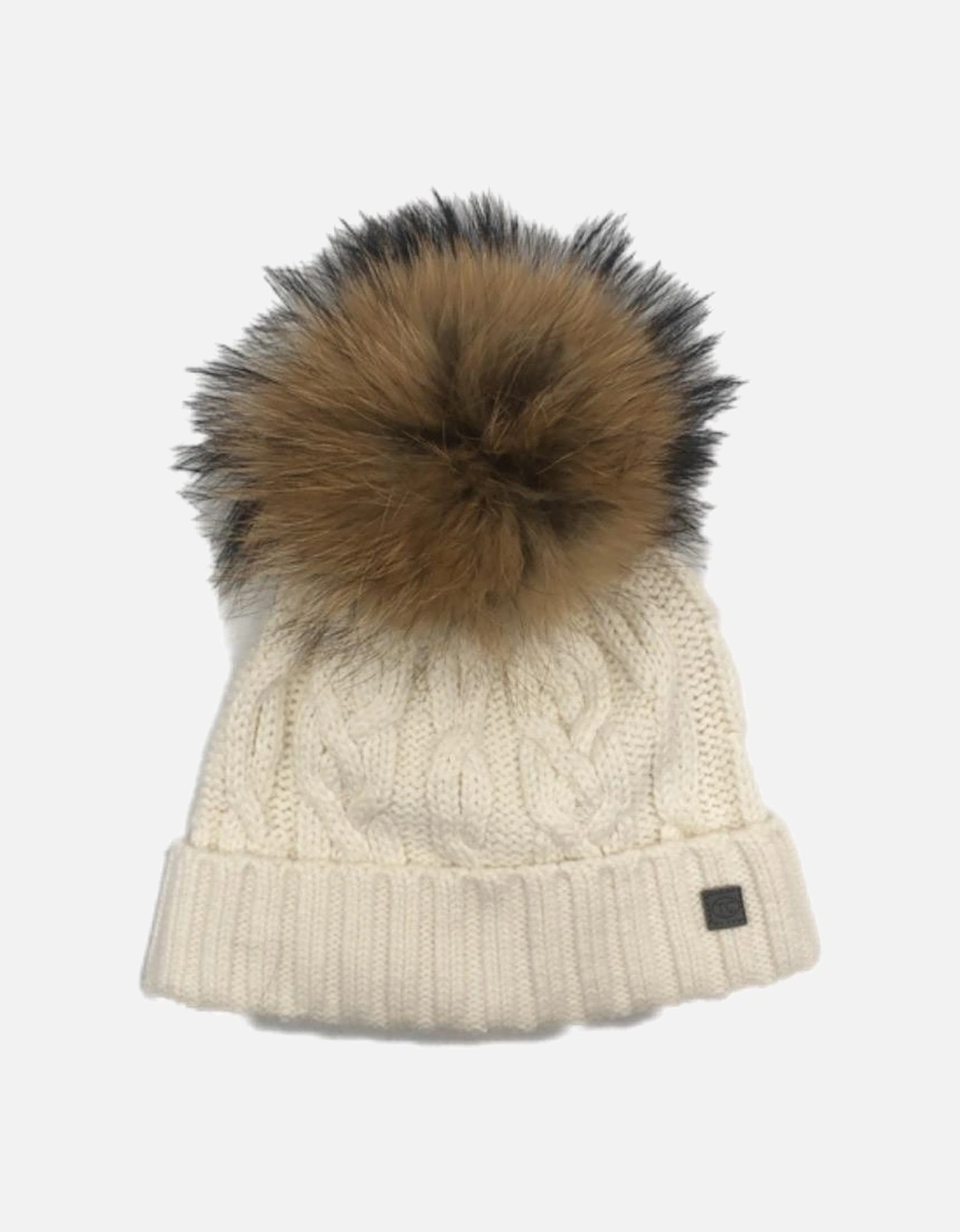 Unisex Cream Faux Fur Knitted Hat, 2 of 1