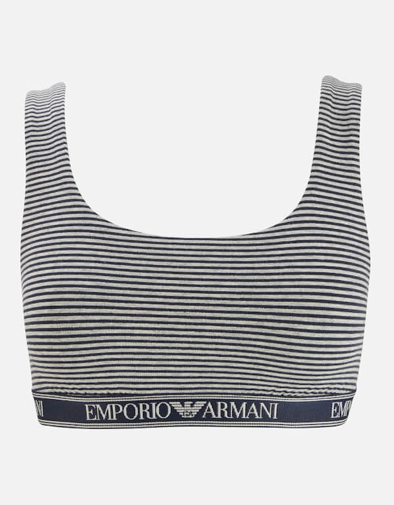 Women's Striped Cotton Bralette - Marine Grey Stripe