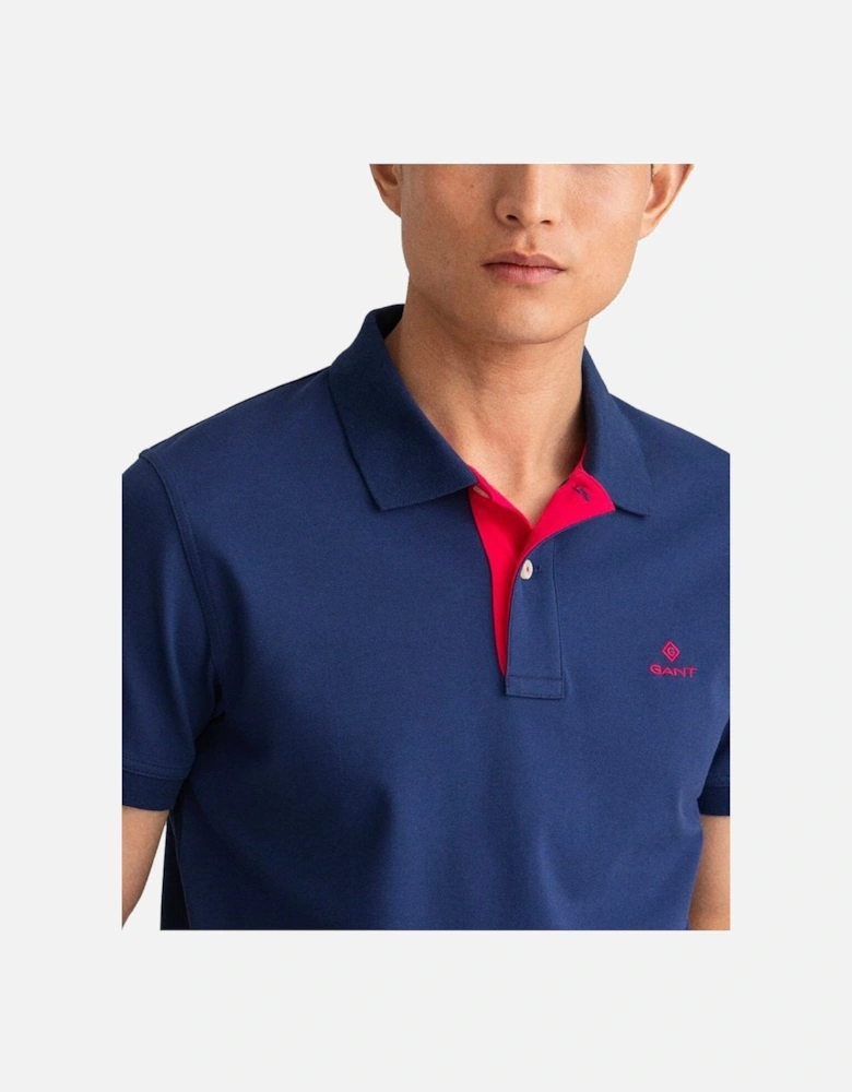 Contrast Collar Pique Polo Shirt Persian Blue