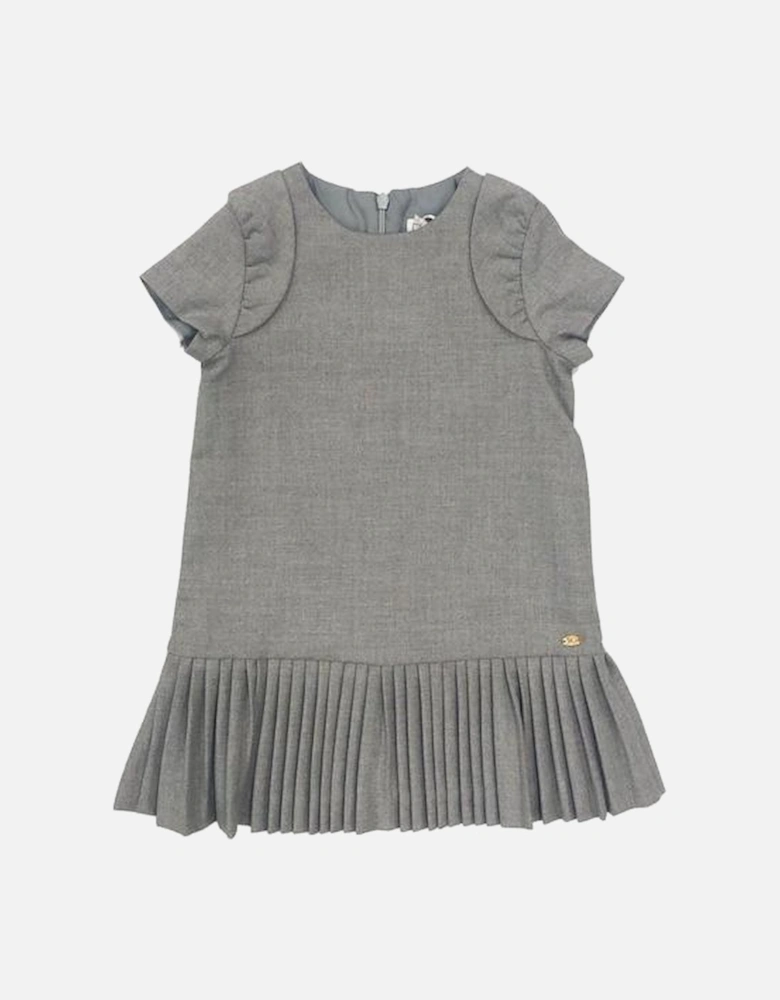 Girls Grey Pleated Dress