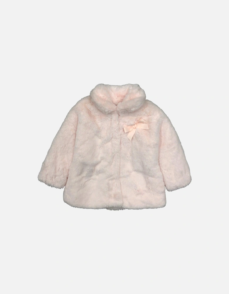 Girls Pink Faux Fur Coat