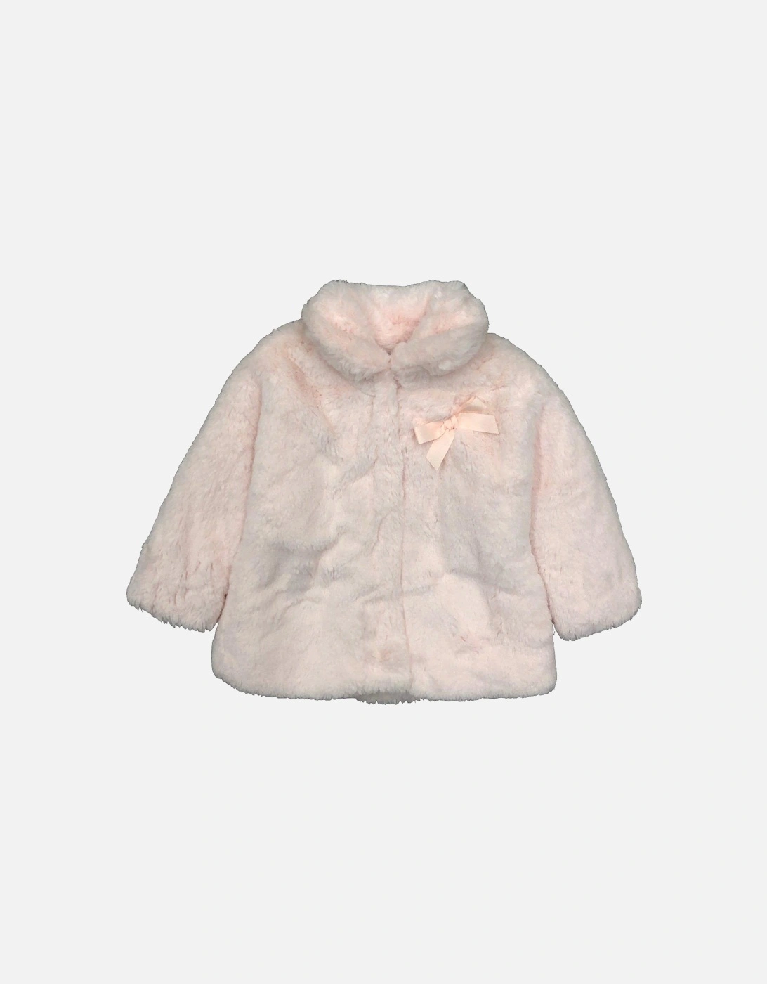 Girls Pink Faux Fur Coat, 3 of 2