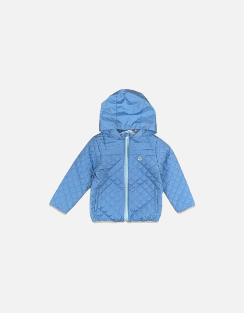 Boys Pale Blue Hooded Quilted Jacket