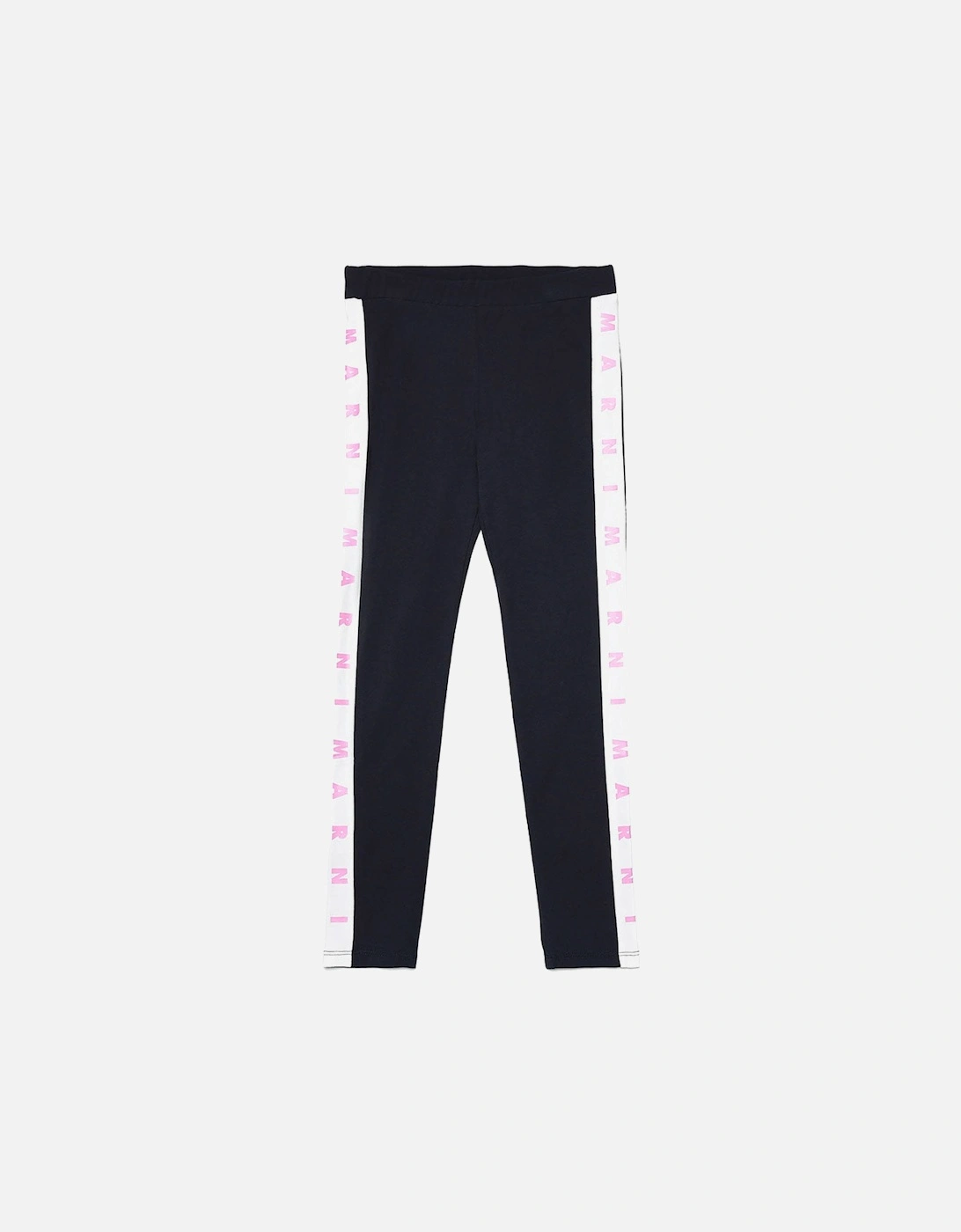 Girls Stretchy Leggings with Logo Band Navy, 4 of 3