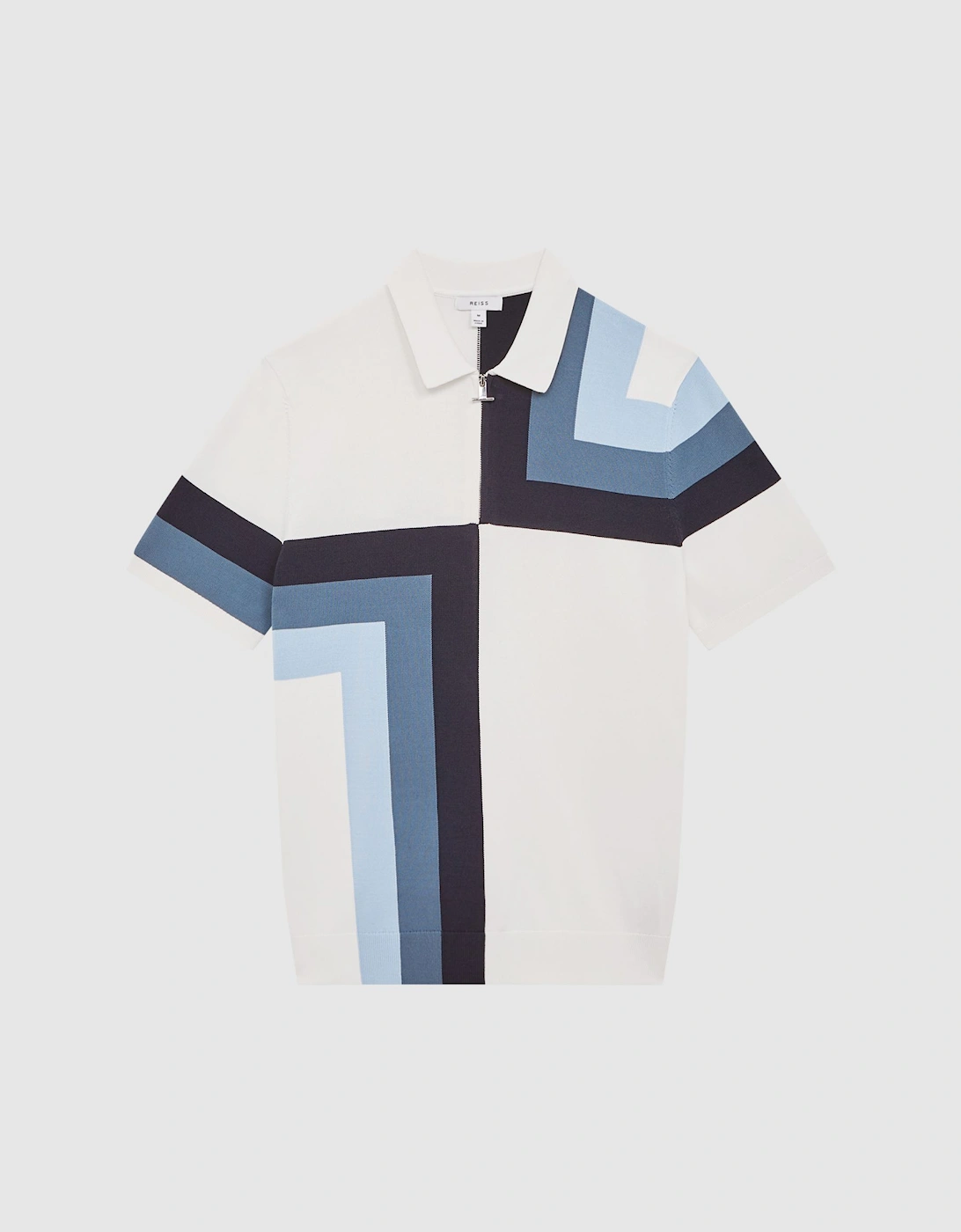 Slim Fit Short Sleeve Half Zip Colourblock Polo Shirt, 2 of 1