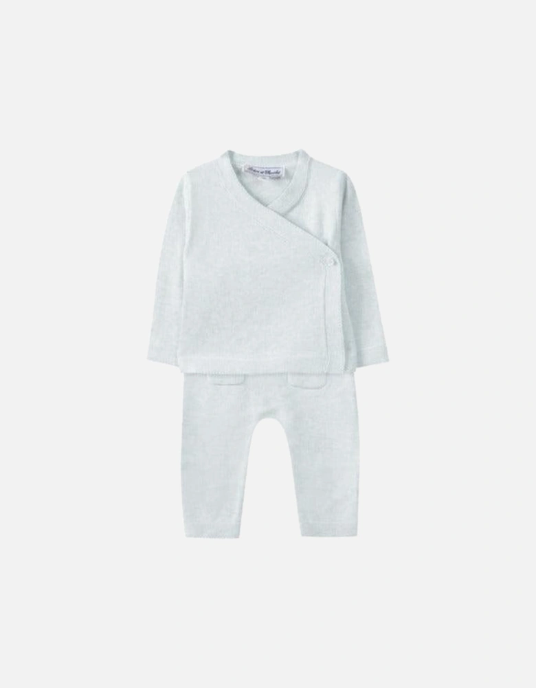 Boys Sky Blue Cotton Knit Two Piece