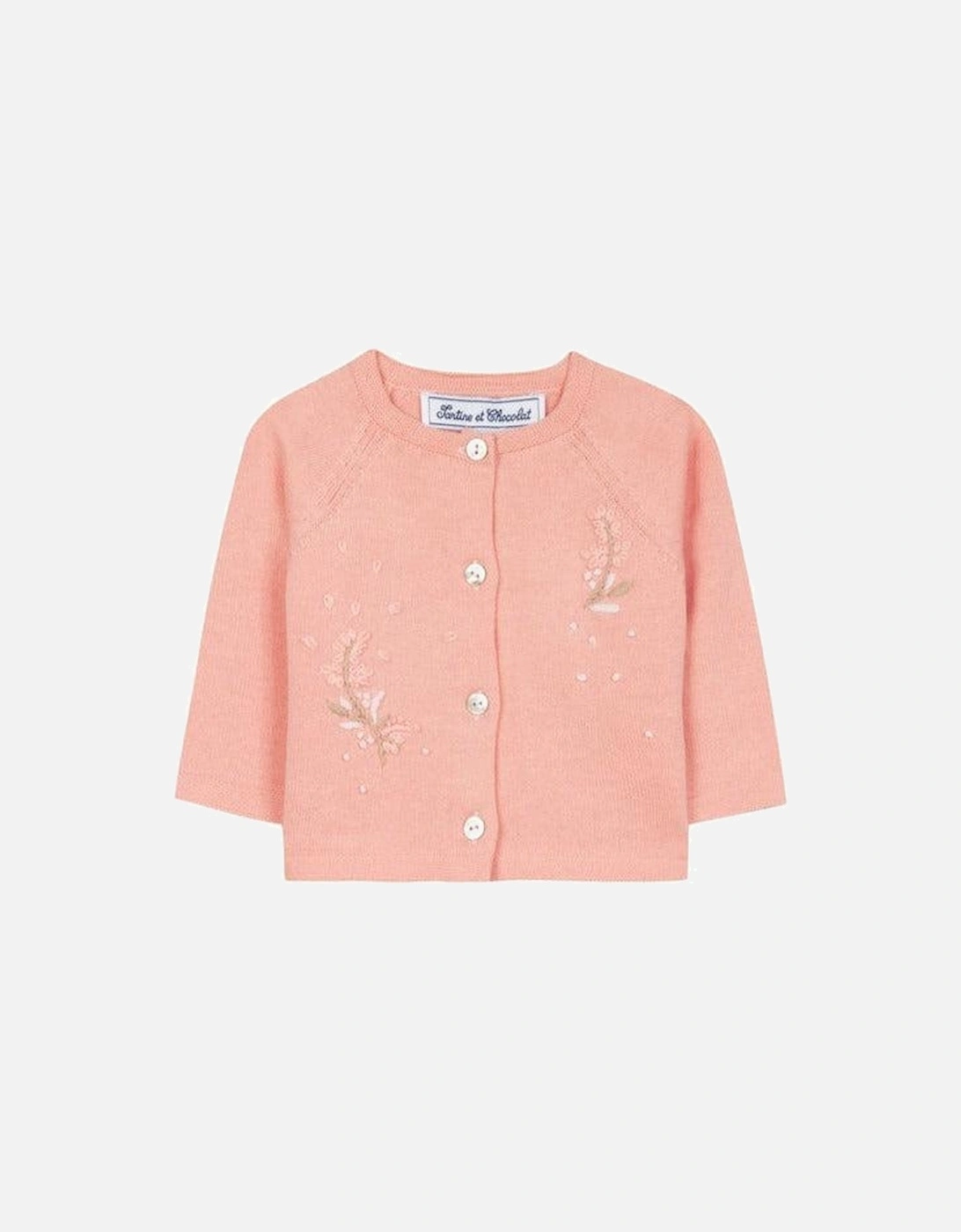 Girls Embroidered Peony Cardigan, 3 of 2