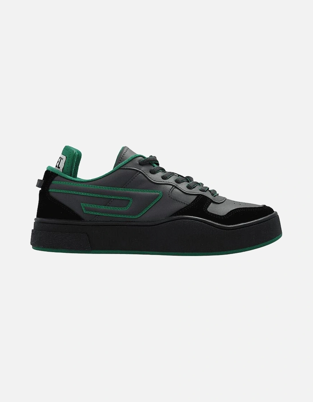 S-UKIYO Leather/Suede Black/Verdant Green Sneaker Trainers, 4 of 3