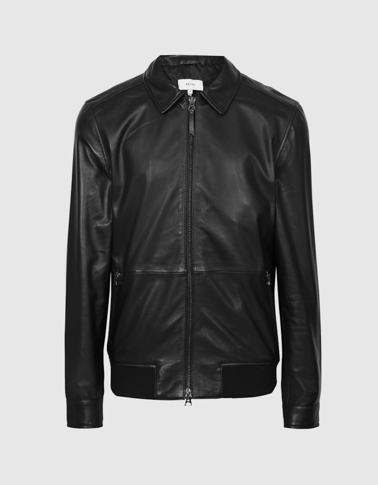 Zip Through Leather Jacket