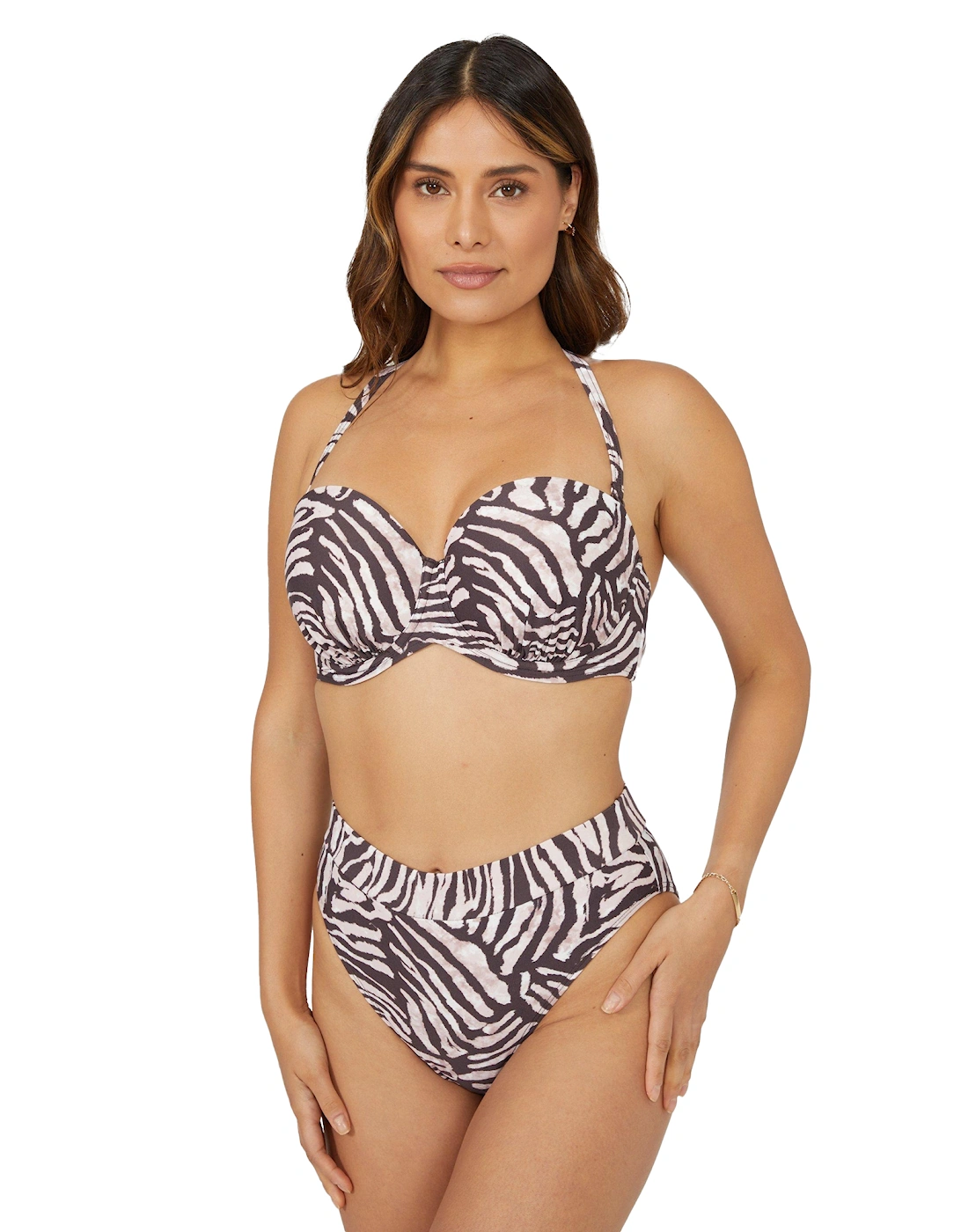 Womens/Ladies Zebra Print Strapless Bikini Top, 5 of 4