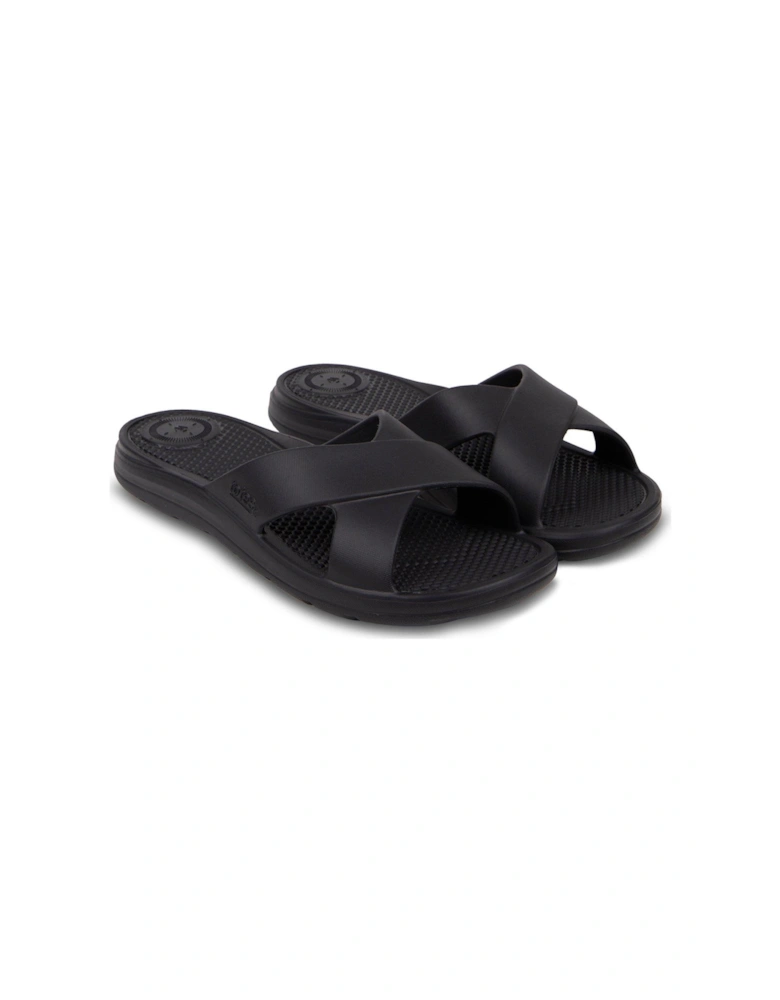 Ladies Solbounce Cross Slide Sandals - Black