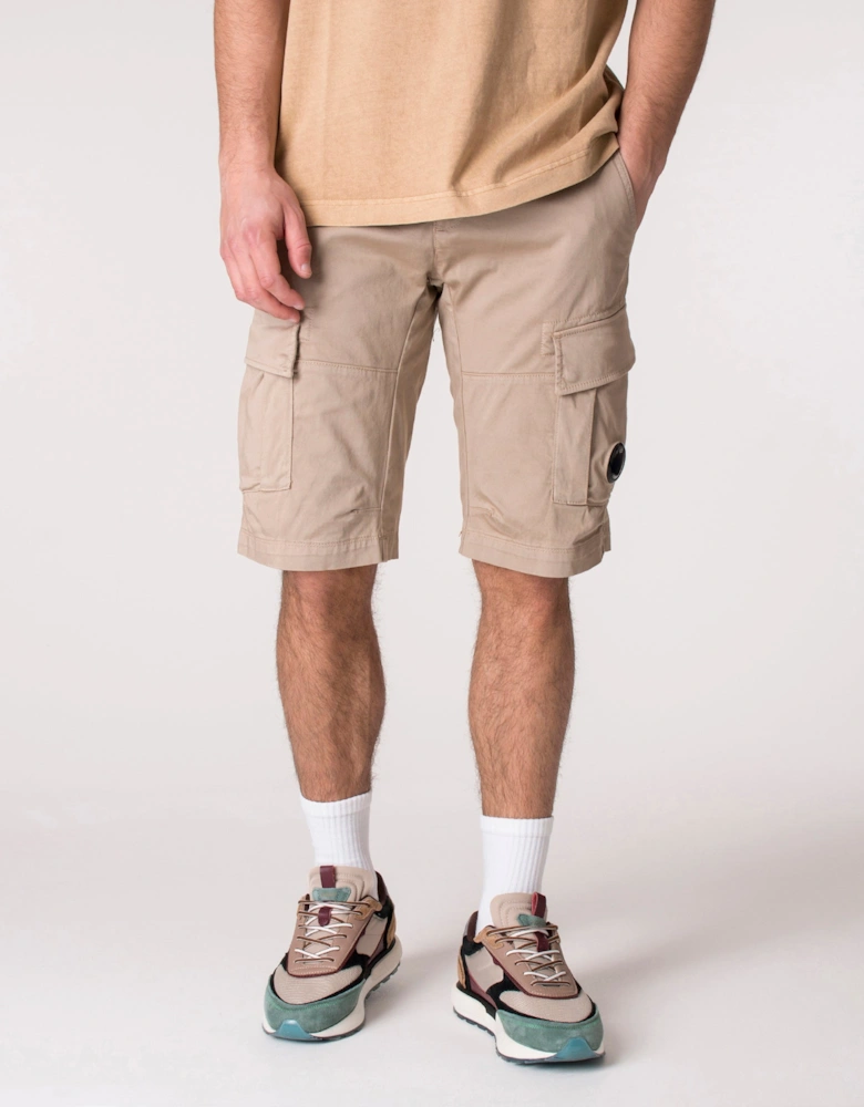 Regular Fit Stretch Sateen Cargo Shorts