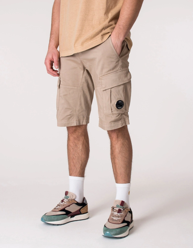 Regular Fit Stretch Sateen Cargo Shorts