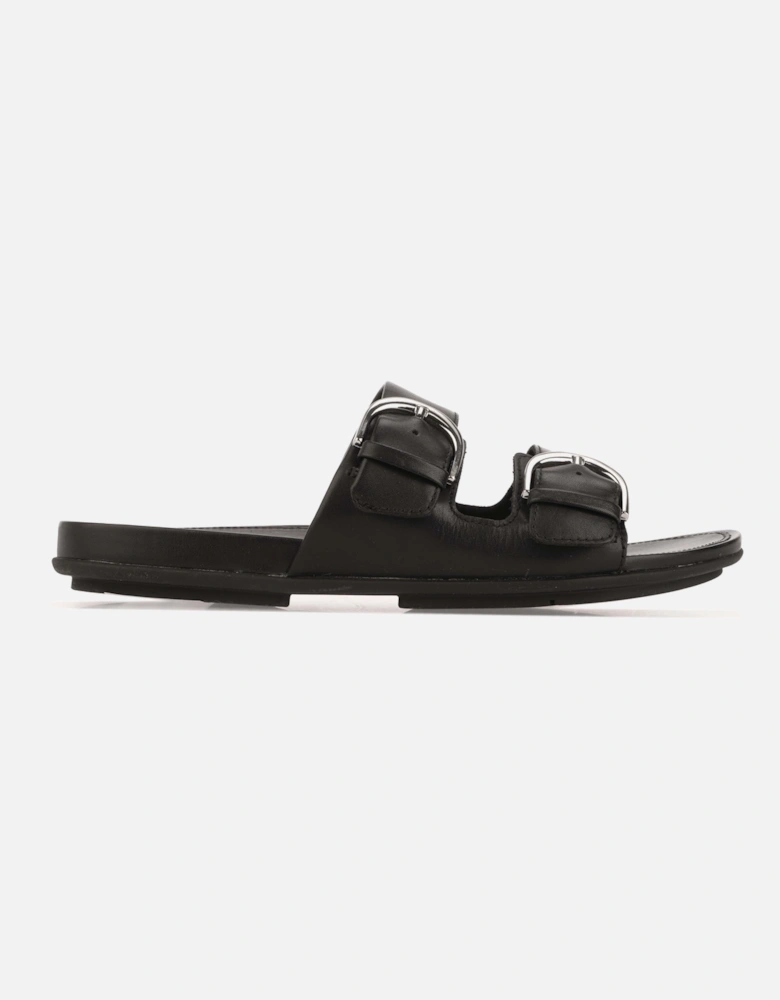 Womens Gracie Buckle Leather Slide Sandals