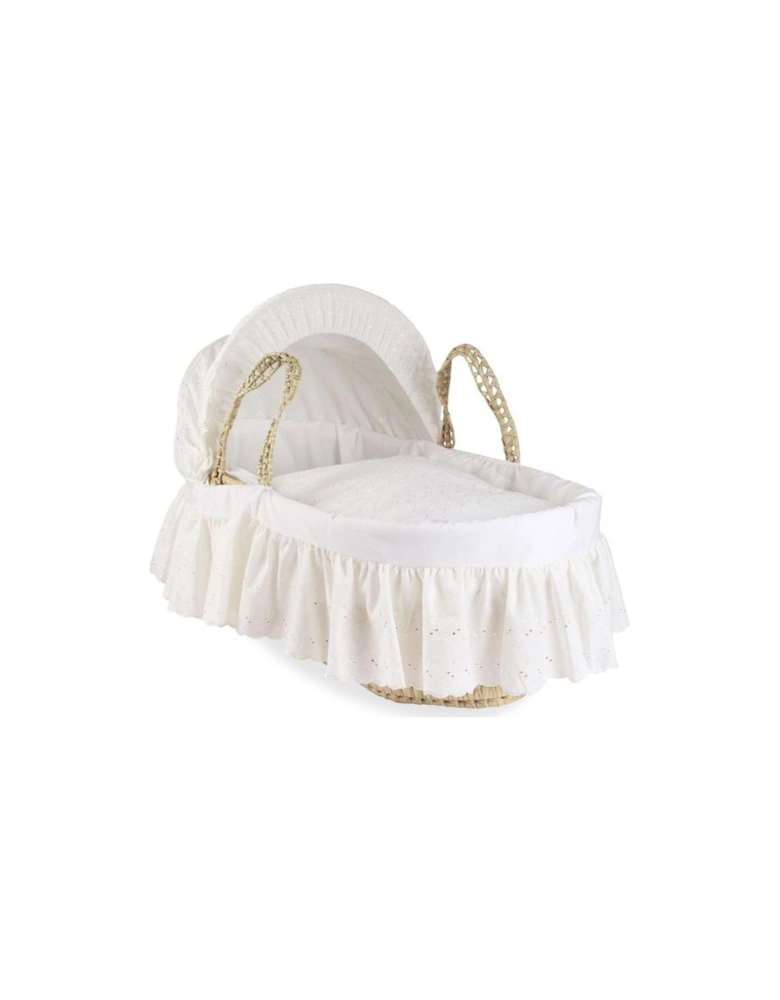 Broderie Anglaise Palm Moses Basket with Traditional Skirt