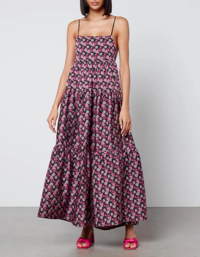 Glade Floral Satin-Jacquard Maxi Dress