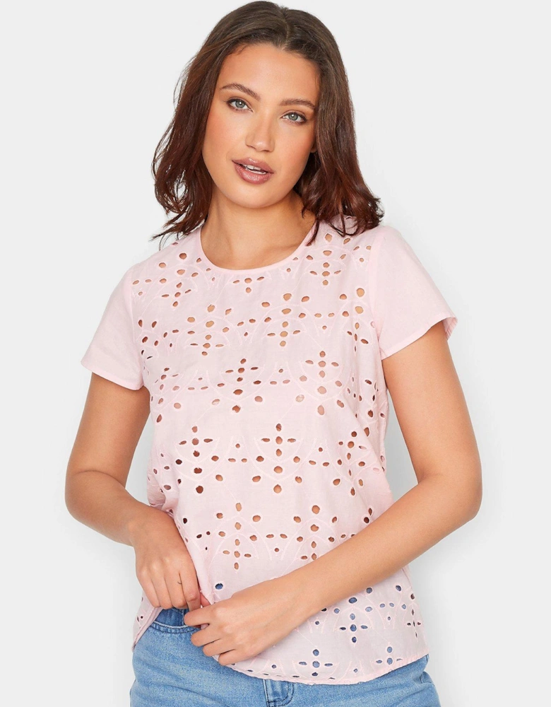 Tall Pink Broderie Panel Tee
